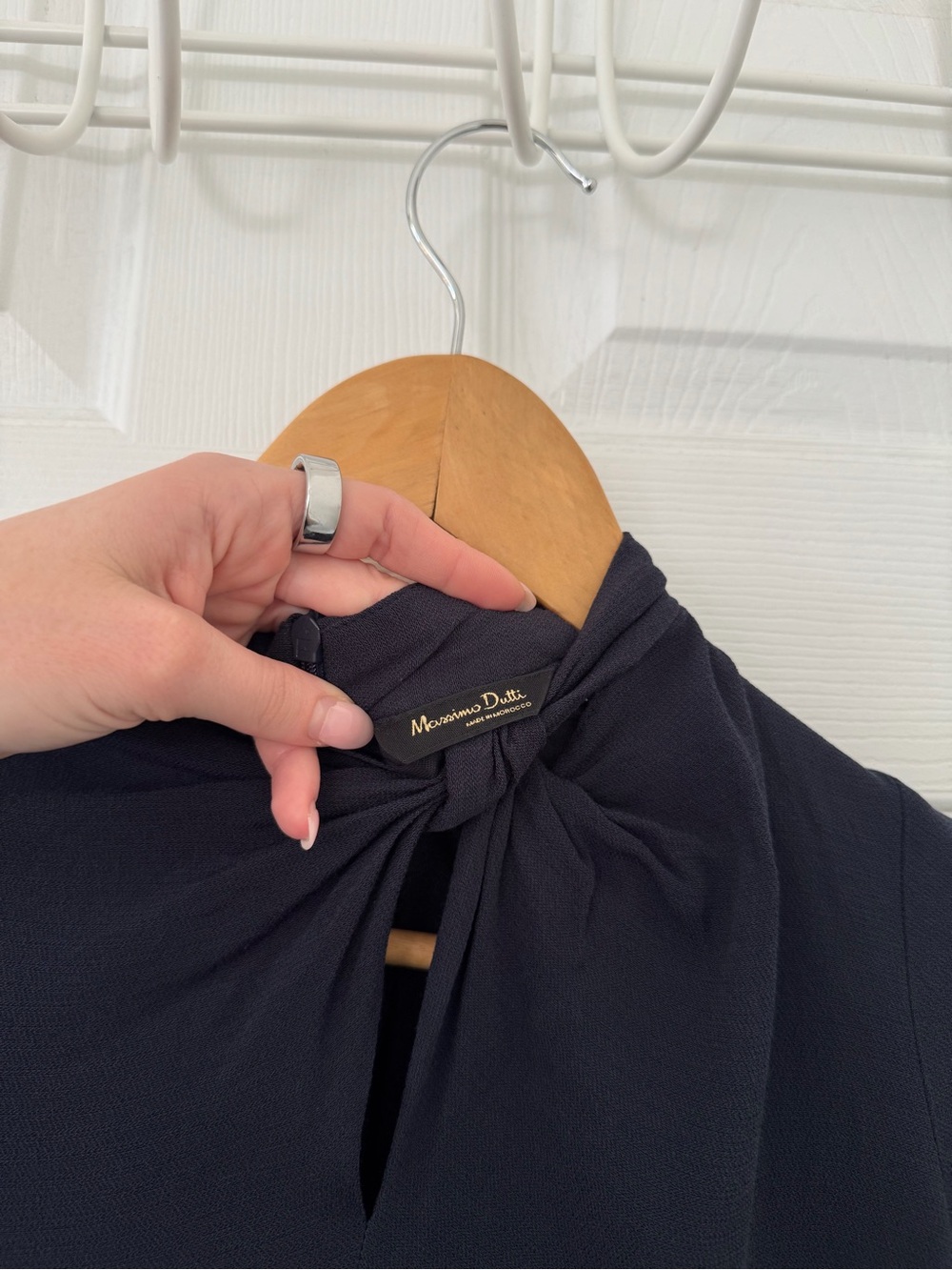 Massimo Dutti Navy Twist-Neck Blouse